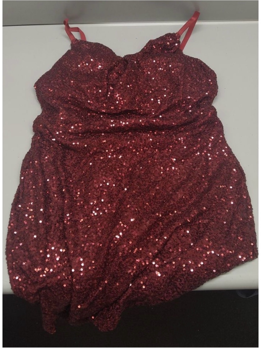 Popilush Sculpting Sequin Cowl Neck Midi Dress in Burgundy - Picture 2 of 2